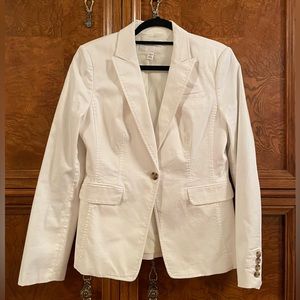 Banana Republic White Cotton Blazer